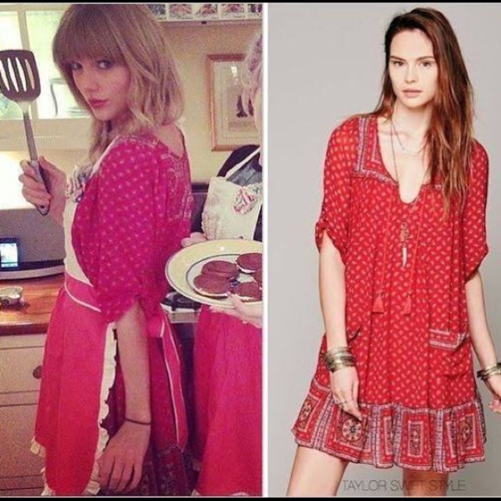 Free People Penny Lane Swing Dress in Red
